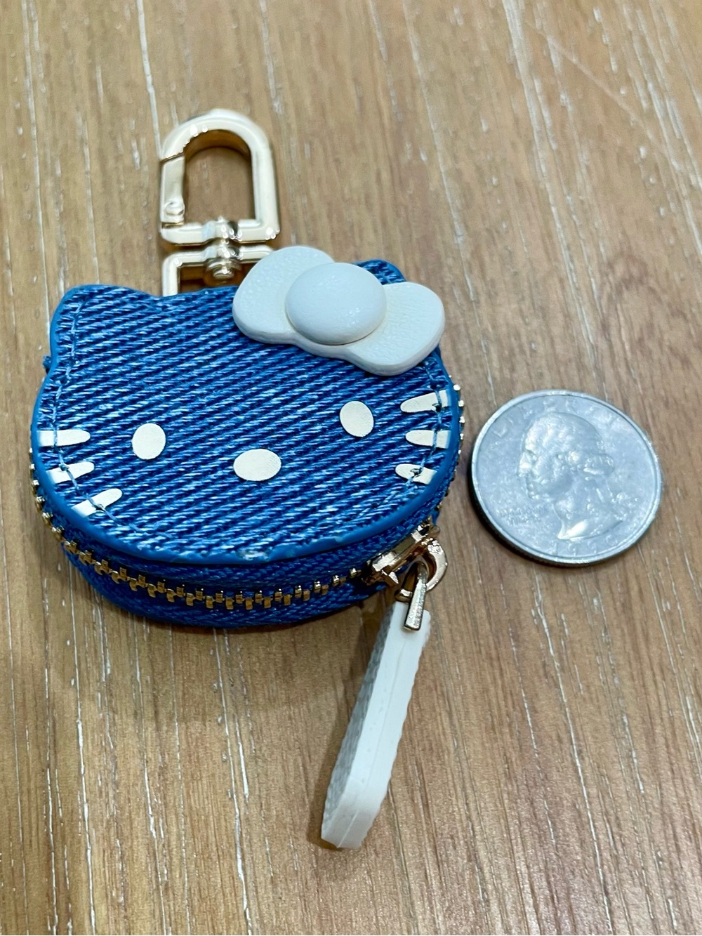 Blue Denim Hello Kitty Coin Pouch Bag Charm